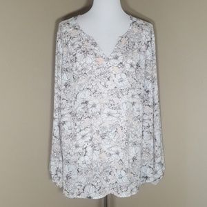 Violet and Claire Blush Chiffon Floral Blouse